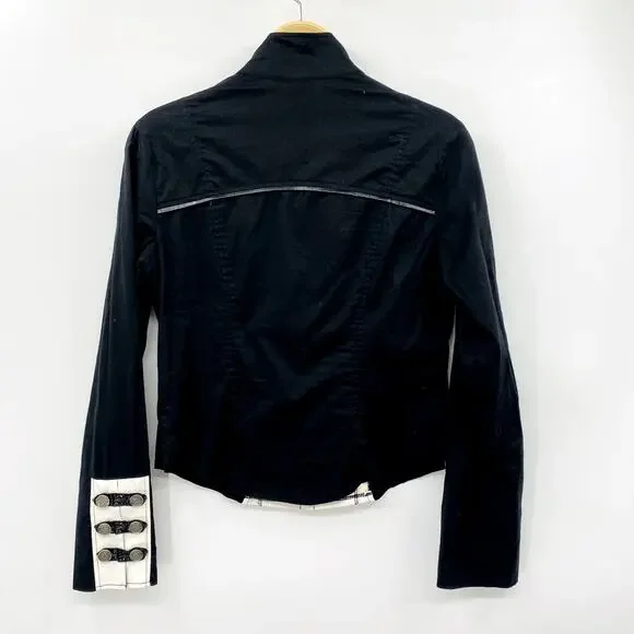 Lip Service Vice Steampunk Black White Faux Leather Military Jacket